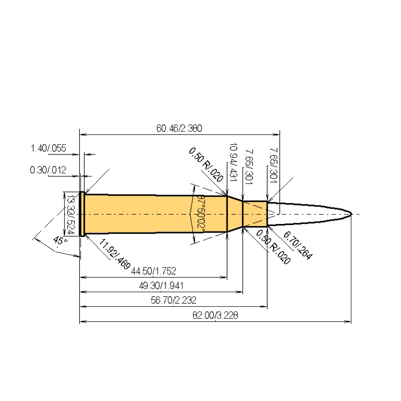 6.5 x 57 R Calibres Dimensions et spécifications techniques