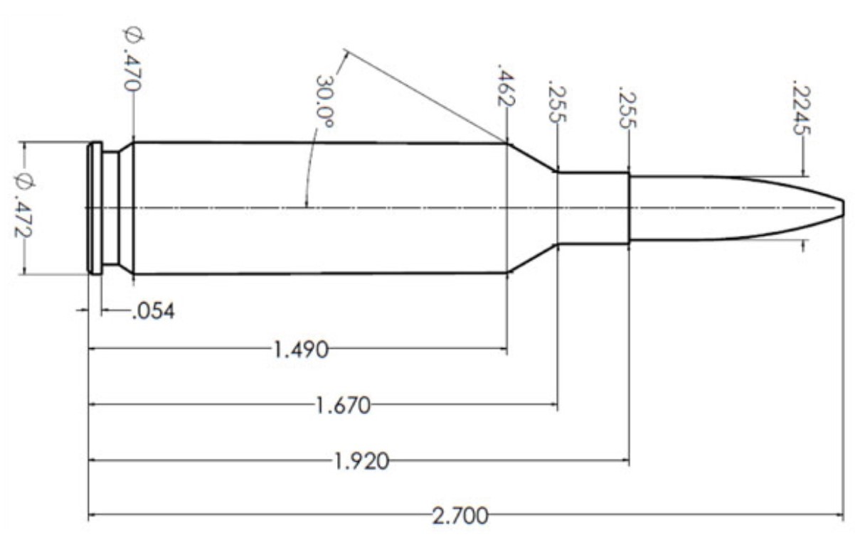 .22 Creedmore Calibres Dimensions et spécifications techniques