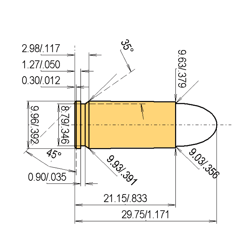 9 x 21 Calibres Dimensions et spécifications techniques