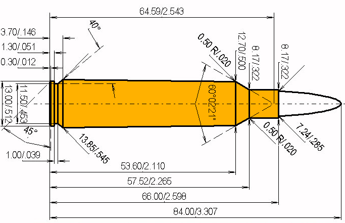 7 x 66 SE v.Hofe Calibres Dimensions et spécifications techniques