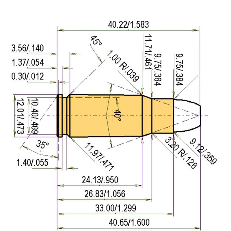 .357 Auto Magnum Calibres Dimensions et spécifications techniques