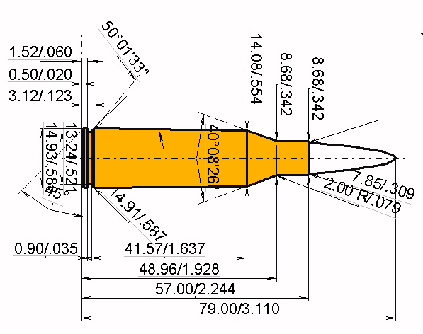 7.62 UKM Calibres Dimensions et spécifications techniques