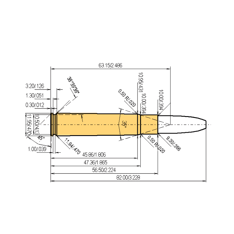 9.3 x 57 Calibres Dimensions et spécifications techniques