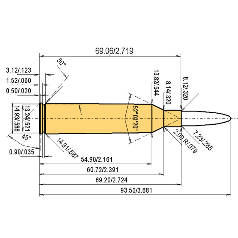 7 mm KM Katzmaier 7mm-338 Lapua Calibres Dimensions et spécifications techniques