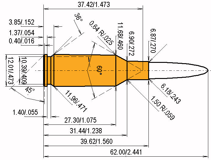6 mm B.R. Norma Calibres Dimensions et spécifications techniques