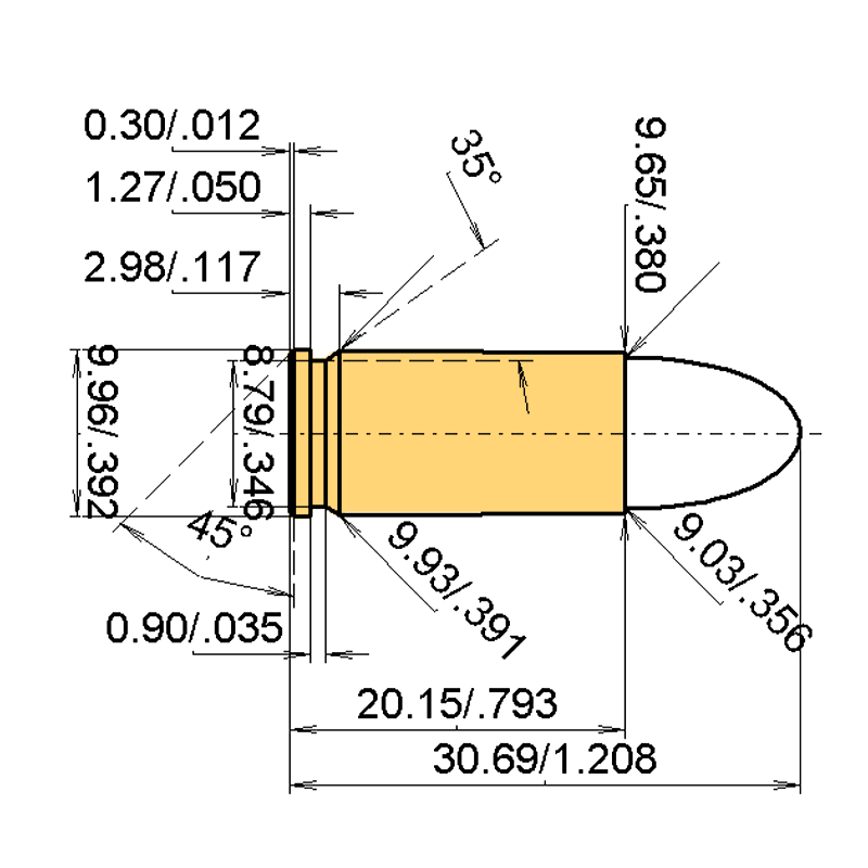 9 x 20 VGW Calibres Dimensions et spécifications techniques
