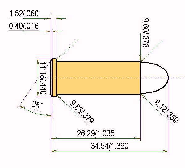 .38 Long Colt Calibres Dimensions et spécifications techniques
