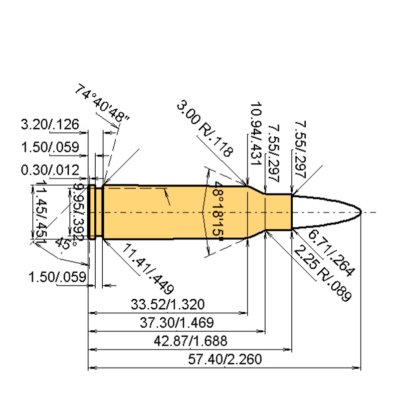 6.5 mm Lahoz Calibres Dimensions et spécifications techniques