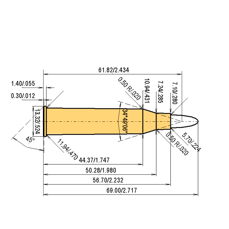 5.6 x 57 R Calibres Dimensions et spécifications techniques