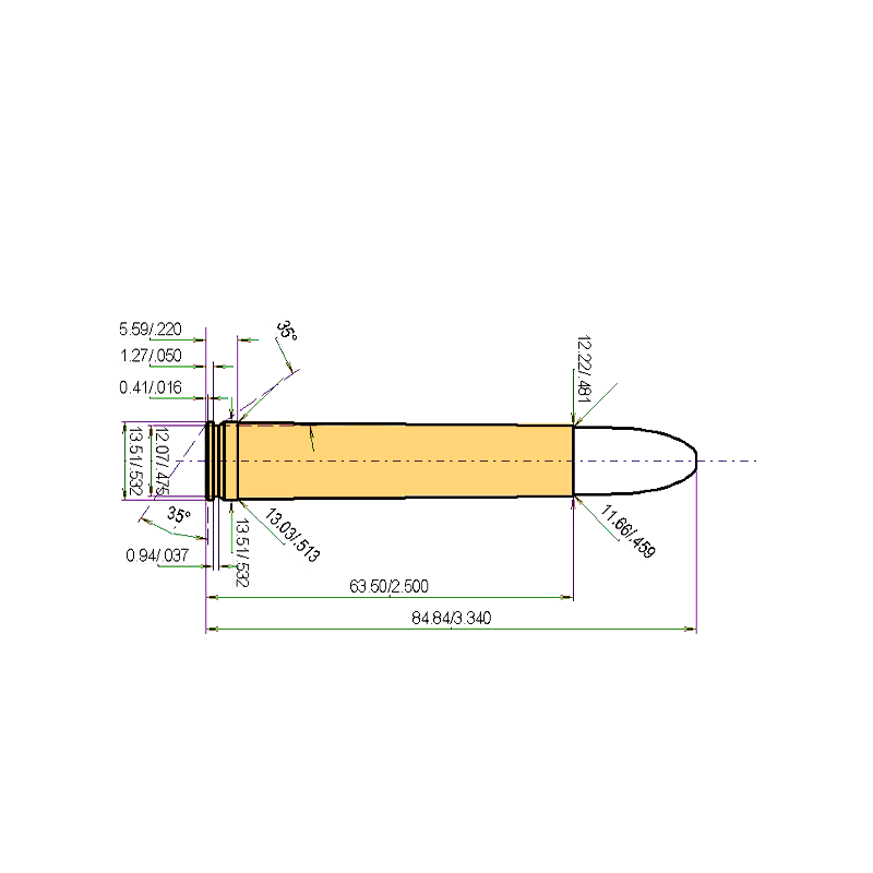 .458 Win.Mag. Calibres Dimensions et spécifications techniques