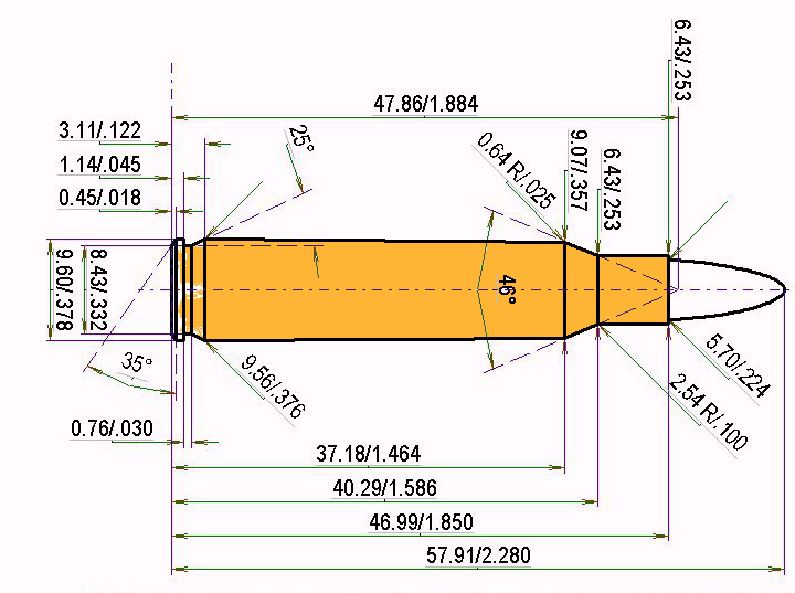 .222 Rem. Mag. Calibres Dimensions et spécifications techniques