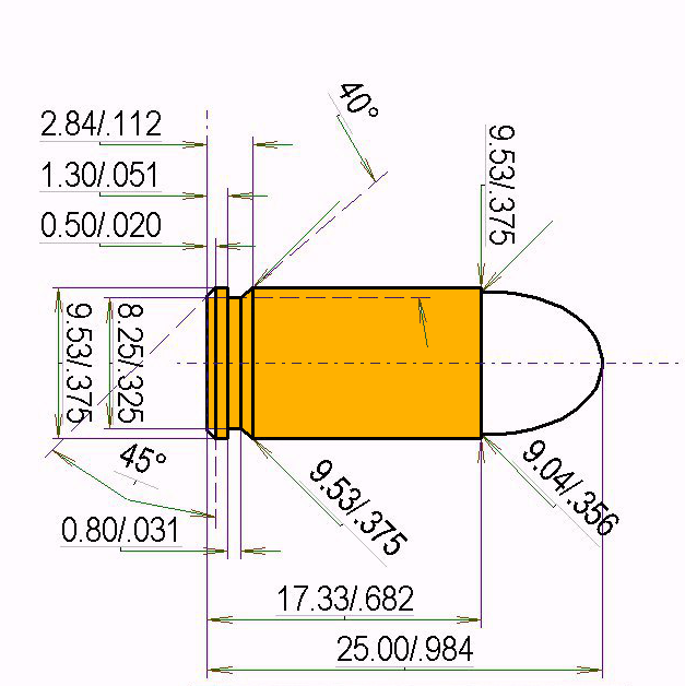 9 mm Browning court Calibres Dimensions et spécifications techniques