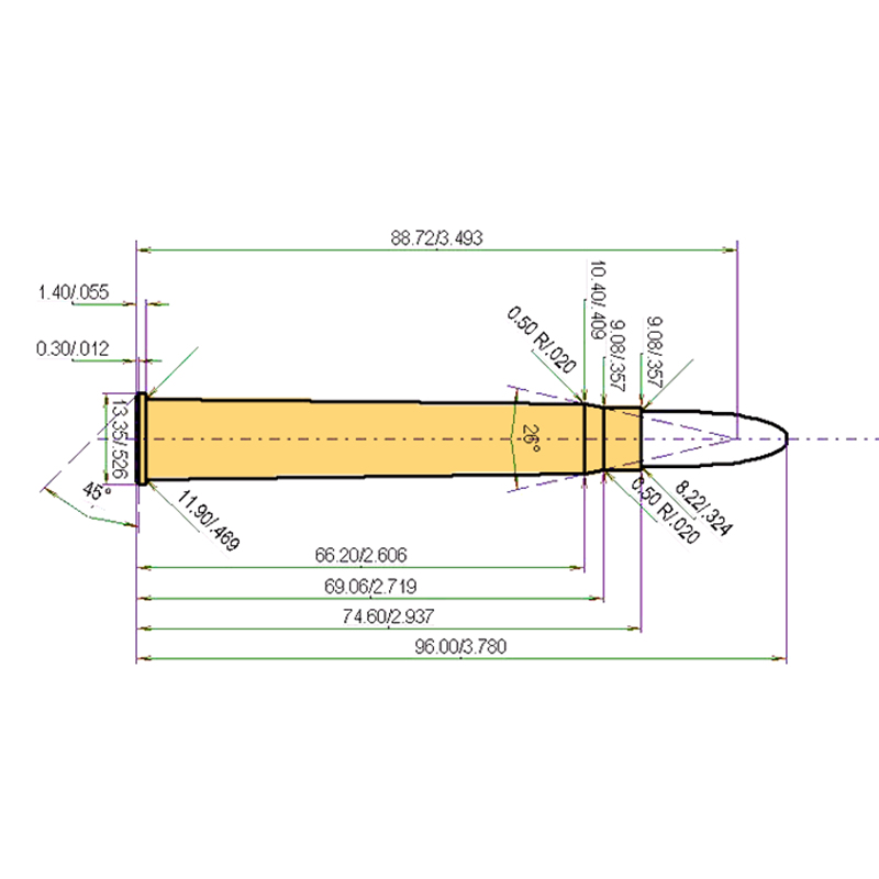 8 x 75 RS Calibres Dimensions et spécifications techniques