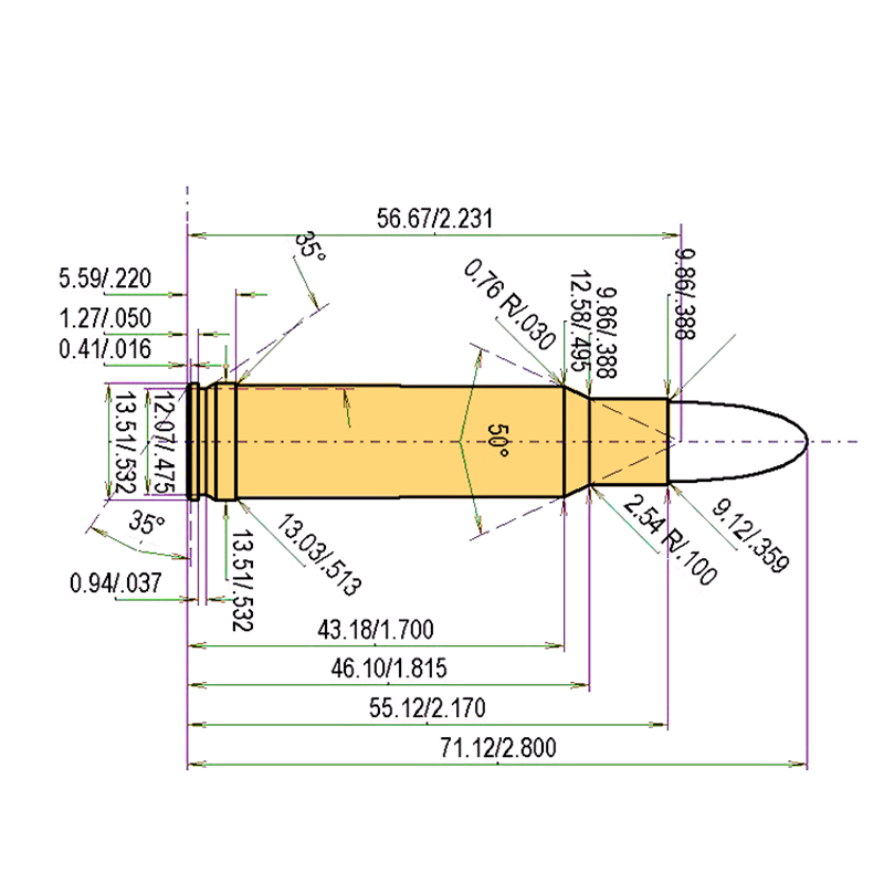 .350 Rem. Mag. Calibres Dimensions et spécifications techniques