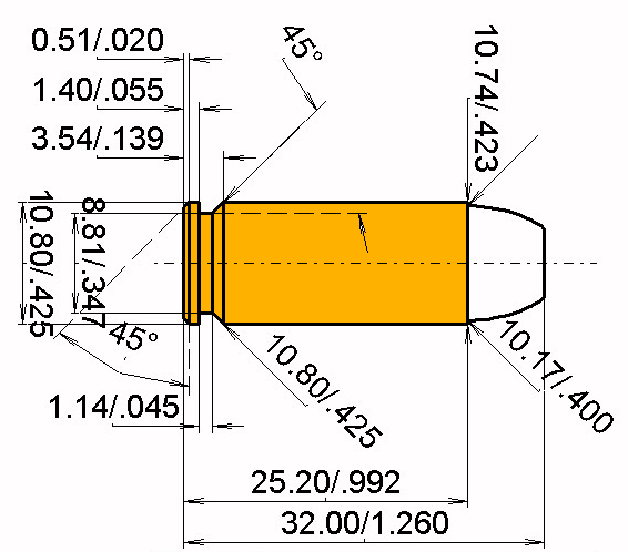 10 mm Auto Calibres Dimensions et spécifications techniques