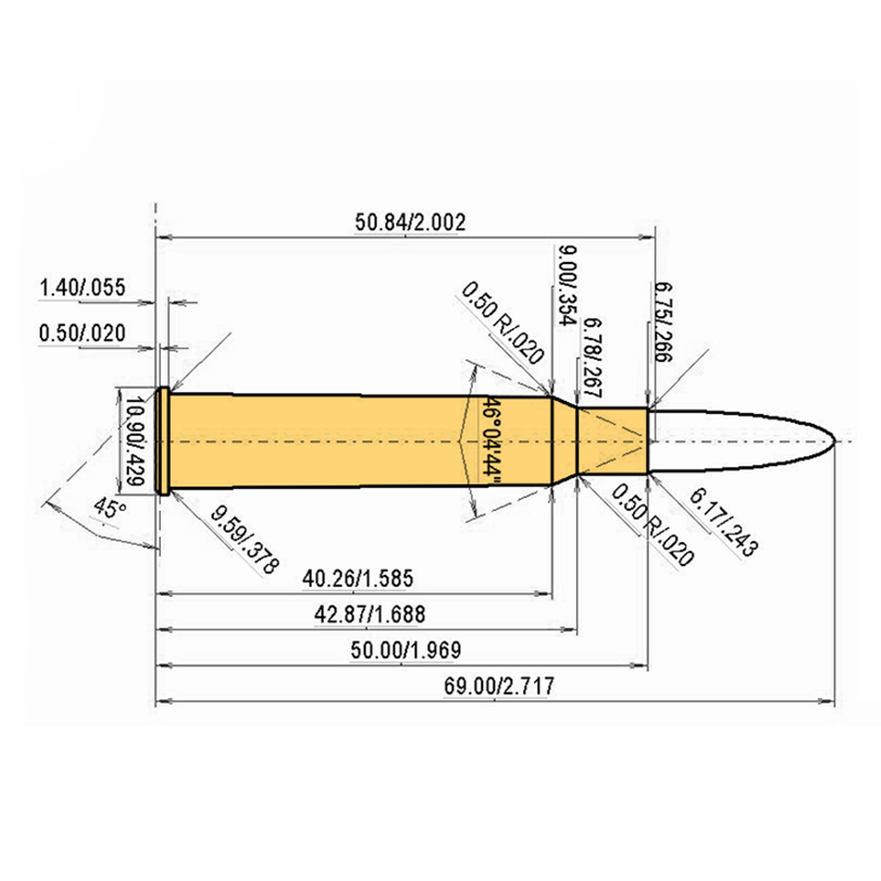 6 x 50 R Scheiring Calibres Dimensions et spécifications techniques