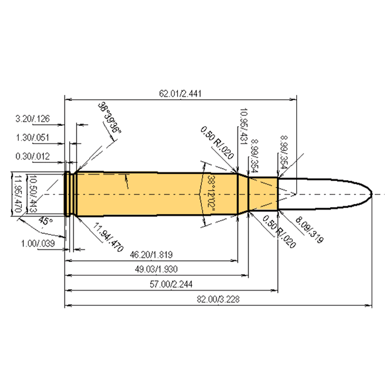 8 x 57 I Calibres Dimensions et spécifications techniques