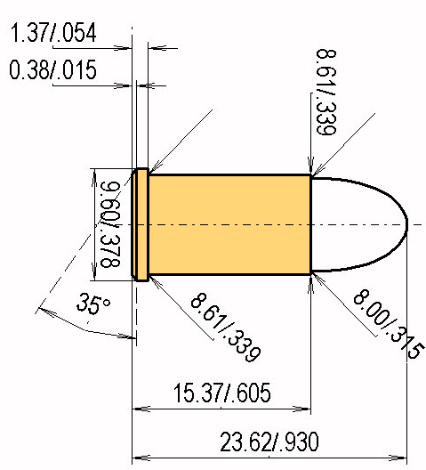 .32 S&W Calibres Dimensions et spécifications techniques
