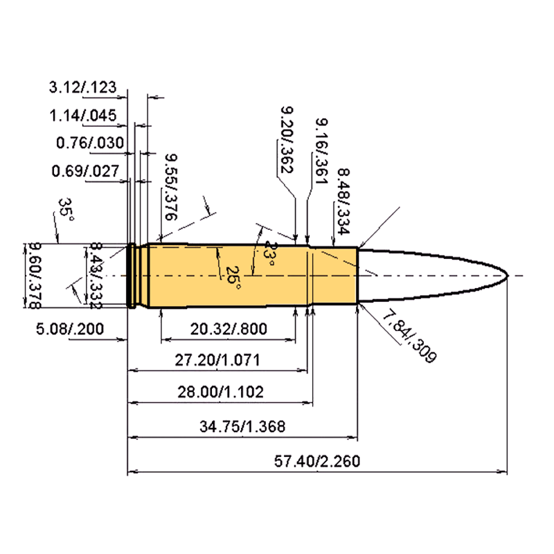 .300 AAC Blackout Calibres Dimensions et spécifications techniques