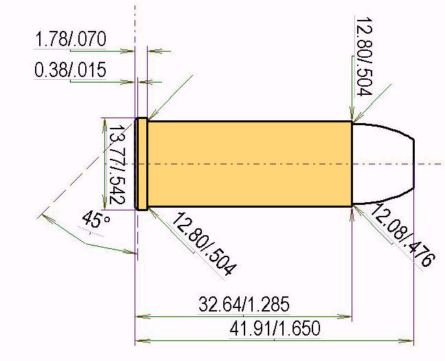 .480 Ruger Calibres Dimensions et spécifications techniques