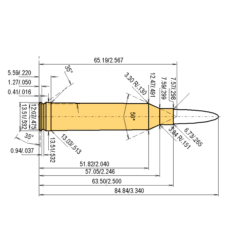 .264 Win. Mag. Calibres Dimensions et spécifications techniques