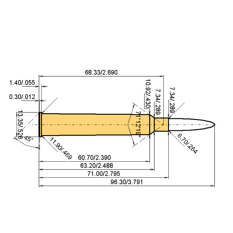 6.5 x 72 R Calibres Dimensions et spécifications techniques