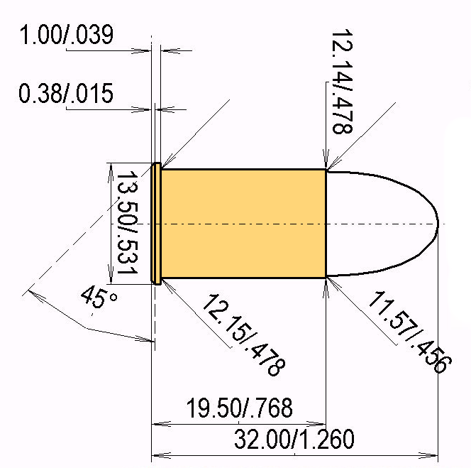 .455 MK II Calibres Dimensions et spécifications techniques