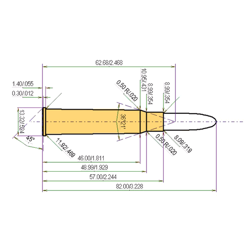 8 x 57 IR Calibres Dimensions et spécifications techniques